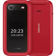 Nokia 2660 Flip 128 MB Feature Phone - 2.8" Flexible Folding Screen TFT LCD QVGA 240 x 320 - Cortex A71 GHz - 48 MB RAM - Series 30+ - 4G - Red - Flip - UNISOC T107 SoC - 2 SIM Support