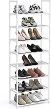 esonstyle 8 Tiers Tall Shoe Rack, Sturdy Shoe Shelf Shoe Organizer Free Standing Shoe Racks 16-20 Pairs Narrow Shoe Rack for Closet Entrance Hallway, White