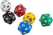 JWQFBC Set of 6 D20 Dice for RPG and Board Games in Various Colors
