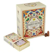 Amber Musk Backflow Incense Cones - Sree Vani Indian Heritage - 120 Jumbo Sized Cones