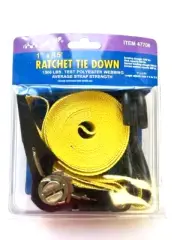 1" x 15' Ratchet Tie Down Strap 1500 lb Polyester Webbing Bit Top 47708
