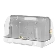 Baby Bottle Storage - Baby Bottle Drying Rack with Cover, Dustproof Nursing Bottle Storage Box with Removable Drain Tray, Feeding Station, Kitchen Cabinet Organizer for Cups Tableware