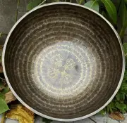 15 inches Om Mane Padme Hum Mantra Carving Bowl-Deep Resonance Sound Vibration