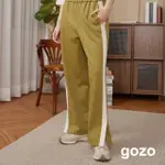 【GOZO】顯瘦配色邊微開叉長褲(兩色)