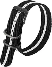 [Luminox] Men's Black & White 23mm Webbing Nylon Strap Stainless Steel 2 loops Watch Band, Modern