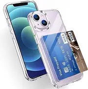 Lumobrilla Wallet for iPhone 12 Case,iPhone 12 Pro Case with Credit Card Holder,Up to 2 Cards,Anti-Yellowing,Shockproof Protective Soft TPU+Hard PC Slim Phone Case for iPhone 12/iPhone 12 Pro,Clear