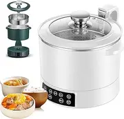 1500W White Low Sugar Rice Cooker, 3L Automatic Lifting Small Rice Cooker with Stainless Steel Steamer Basket, 5 Adjustable Firepower, Split Slow Cooker for Families