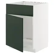 METOD base cabinet f sink w door/front, white/Havstorp deep green, 60x60x80 cm