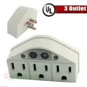 Sensor Photo Cell Night Light Wall Tap Adapter 3 Outlet Grounded AC Power