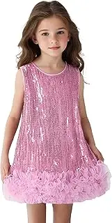 [Miipat] Toddler Girls Dress Sequin Girl Dresses Cap Sleeve Elegant Princess Kids Dress for Birthday Party Wedding