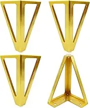 6 Inch Gold Furniture Legs, Heavy Duty Metal Legs for Furniture Set of 4, Modern Triangle Furniture Feet with Screws, Sofa Legs Replacement Couch Legs for Table, Bed, Cabinet (Gold)