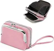 [ANEW] Detachable 2 in 1 Purse Wallet, Credit Card Holder Wallets with Cion Purse for Women, Womens Wallet with Zipper Wristband (Pink), Pink, Modern and Elegant