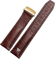 [KAVJU] Genuine Leather Watchband For Watch Strap 20mm 22mm Folding Buckle Leisure Business Cow Leather Bracelet