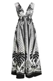 NWT FARM Rio Macaw Elegance Maxi in Black White Palm Leaf Toucan Print Dress XL