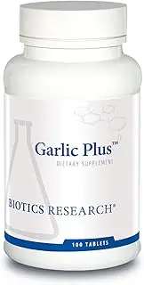 Biotics Research Garlic PlusTM - Pure Garlic Concentrate Plus Vitamin C & Chlorophyllins, Supports Cardiovascular Health, Immune Function, Strong Antioxidant 100 Tablets
