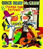VINTAGE REPRINT - 1960 - QUICK DRAW MCGRAW STICKER FUN BOOK - COMPLETE