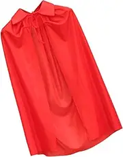 Fiocias Versatile Cloak Cape for Halloween Wizard Witch Devil Attire for Kids, Red No Hood, 120cm