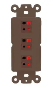 RiteAV 3 Port Speaker Wire Plug Jack Wall Plate - Rocker [Brown/Brown]