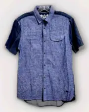 Buffalo David Bitton Mens Size Small Blue Chambray Swiss Dot Button Down Shirt