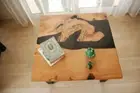 Black Epoxy Live Edge Walnut Slab Wood Coffee Table, Natural Design Home Table