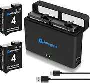 Anegine Osmo Action 4 3 Battery 1800mAh and Dual USB LED Charger Kit for DJI Osmo Action 4/3 (2-Pack)