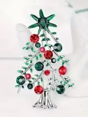Crystal pearl Christmas tree pin brooch