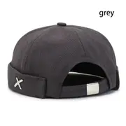 Solid Color Melon Beanie Cap Winter Washed Style Brimless Docker Cap Grey