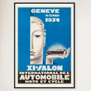 Galrie Vintage 1934 Switzerland XI International Motor Show Geneva Advertising Poster, Black Frame, 70 x 100cm (28 x 40inch)