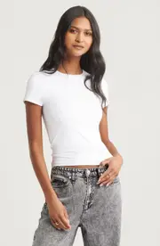 Open Edit Smooth Edit Lite Cap Sleeve T-Shirt in White at Nordstrom, Size Medium