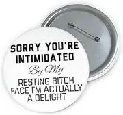 [Teegarb Letter Blanket] Hilarious Pinback Button Pin Badge If You're Intimidated By My Resting Saying Pun Mom Dad Humorous Husband Men Women