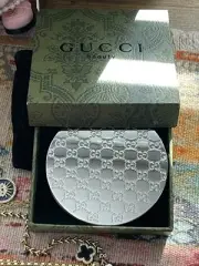 VIP Novelty Gucci Silver Monogram Pocket Compact Folding Mirror
