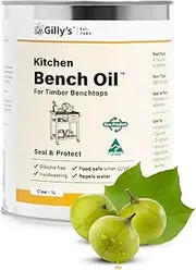 Gilly's Kitchen Bench Oil 1 Litre | Tung Oil-Based Natural Timber Sealer for Benchtops, Tables, Cabinets, and More | Water Repellent, Easy Maintenance, No Silicone or Synthetic Resins