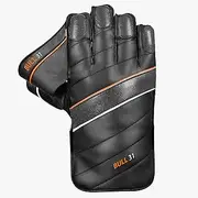 DSC Krunch Bull 31 Cricket Wicket Keeping Gloves | Color: Black | Size: Mens | for Men & Boys | Material: PU, PVC & Leather | Good Grip Control with Rubber Palm Facing