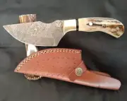 Beautiful knife_gallery handmade Damascus steel skinning knife, handle made of