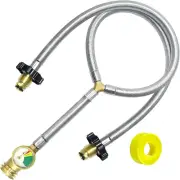 Stainless Braided Y-Splitter Dual Propane Tank Converter Adapter Hose with