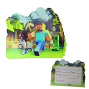 10PC Minecraft Invitation Cards Party Supplies Birthday Decorations