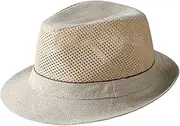 [haozaikeji] Men Panama Hat Fedora Trilby Hat Summer Sun Hat Hollow Beach Hat Roll-up Jazz Cap Short Brim Hat Classic Panama Gangster Hat UV Protection Sun Hat Foldable Packable Panama Hat for Traveling