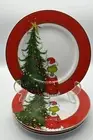 New Dr Seuss Zrike Salad Grinch Set of 4 Christmas Plates Gold Rim Tree