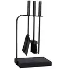 Jumbuck Fireplace Tool Set Shovel Brush Poker Stand Outdoor FirePit Coated Steel