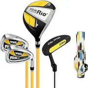 PGM Children's Golf Club Set -1 Wood, 2 Iron, and 1 Putter Club, Great for Beginner Boys and Girls, Instructional Training Set - with Golf Bag