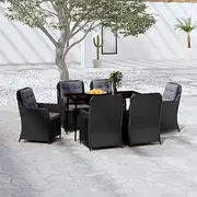 Patio Furniture Sets 7 Piece Garden Dining Set Black