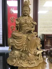 在飛比找Yahoo!奇摩拍賣優惠-金絲楠木2尺2自在觀音觀音佛像 觀世音菩薩雕刻 木刻藝品 神