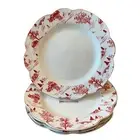 4pc Grace Teaware Christmas Dinner Plates Holiday Red Winter Village Toile 11in