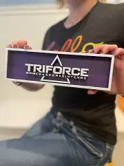 TRIFORCE (Nintendo, Sega, Nintendo) 3D printed game console placard, multi-color