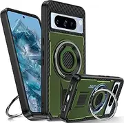 Tuvror Google Pixel 8 Pro Case with Kickstand.[360°Rotating Ring and Kickstand] Rugged Shockproof Protective Case for Pixel 8 Pro (Green)