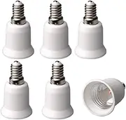 E-Simpo® 6-Pack E14 to E27 CFL LED Light Socket Adapter EU Standard Candle Chandelier Lamp Holder Bulb Base Converter CE Rohs Allow You Install E27 Lamp into E14 Fixture