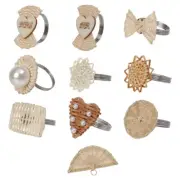 Natural Rattan Napkin Ring Vintage Napkin Serviette Buckles Holder for Wedding