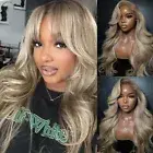 20'' Ombre Platinum Blonde Layered Human Hair Wigs 13x4 Lace Frontal Wig