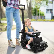 Costway3-in-1 Licensed Mercedes Benz Ride on Push Car with Push Handle-Black
