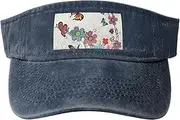 [RLDOBOFE] Sun Visor Hat Adjustable Empty Top Baseball Cap Cartoon Butterfly Flowers Sun Hats for Women Men Sports Hats Summer Beach Cap